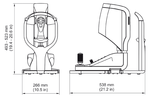 Engineering drawing of OCULUS Myopia Master®
